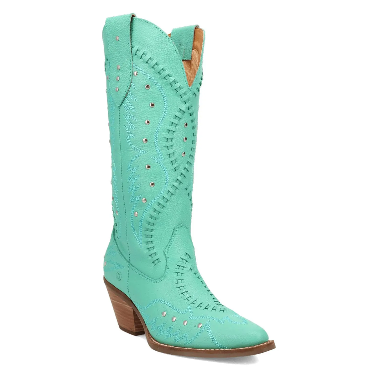 Dingo Womens Pretty N Pink Green Leather Cowboy Boots