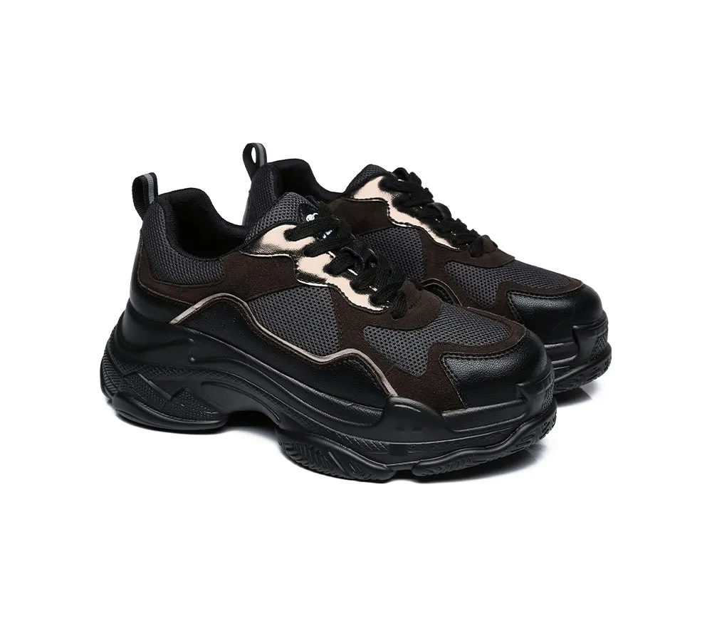 Women Chunky Sneakers Suede Upper Nonslip Sole Casual Shoes Como